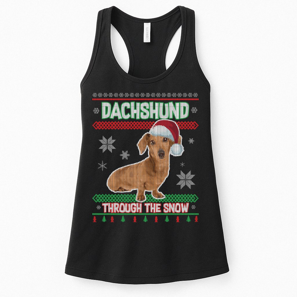 Dachshund Dog Funny Wiener Ugly Christmas Womens Tank Top