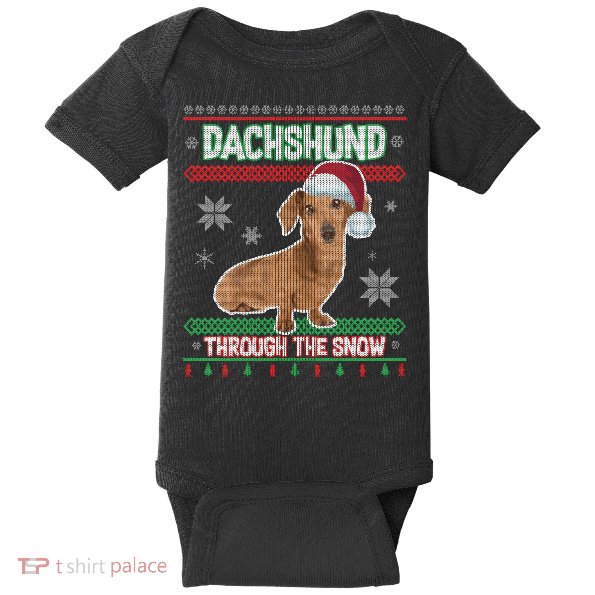 Dachshund Dog Funny Wiener Ugly Christmas Baby Bodysuit