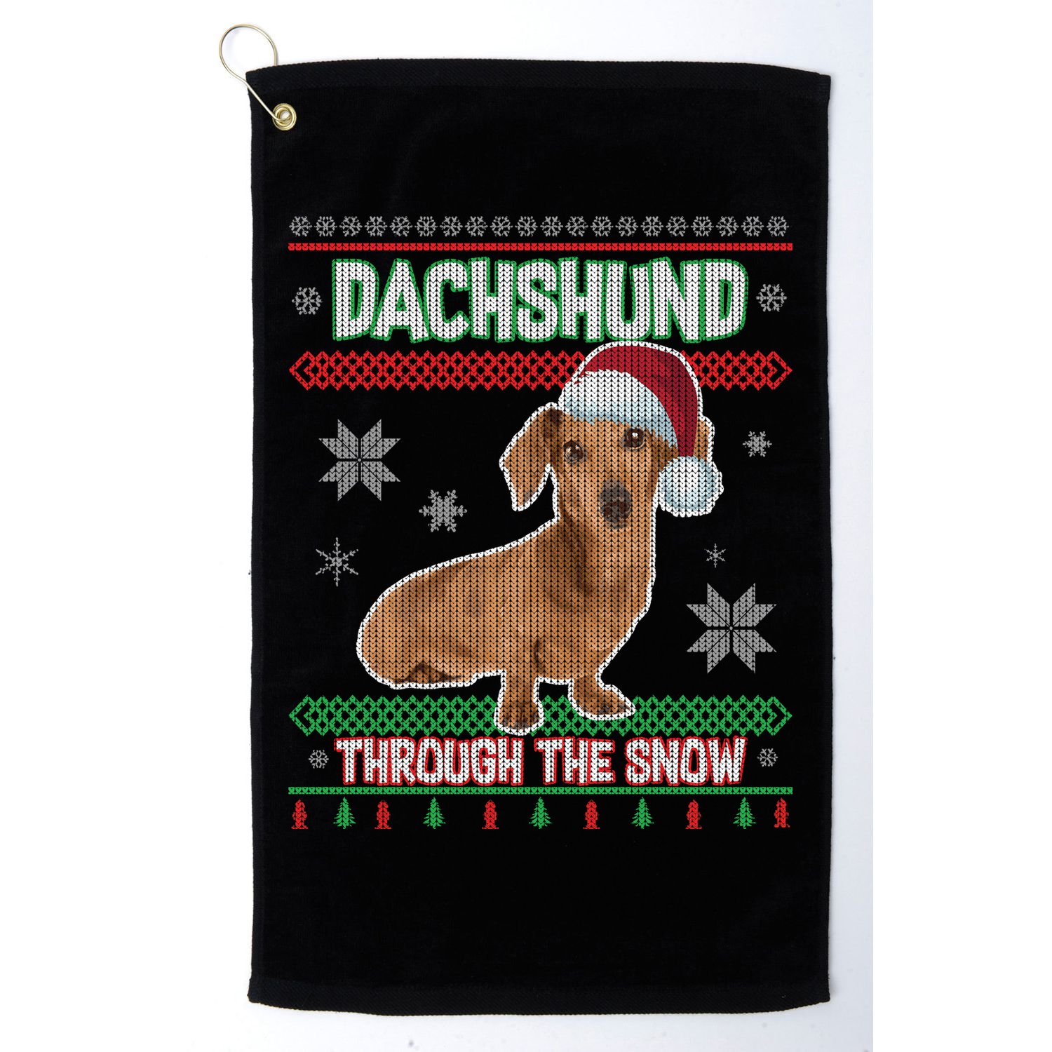Dachshund Dog Funny Wiener Ugly Christmas Golf Towel