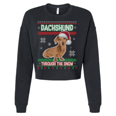 Dachshund Dog Funny Wiener Ugly Christmas Cropped Pullover Crew