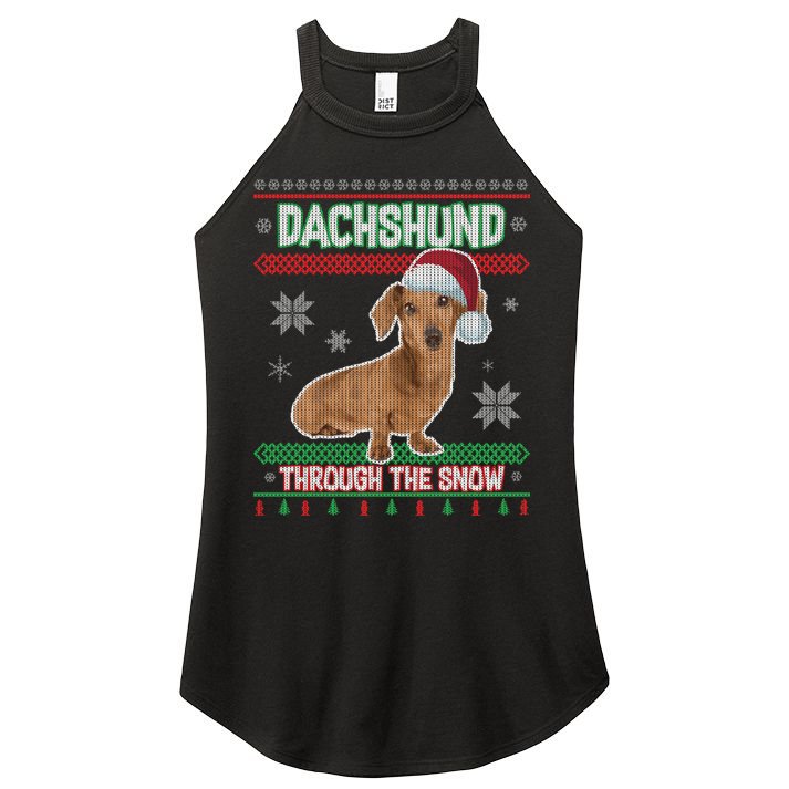Dachshund Dog Funny Wiener Ugly Christmas Women's Perfect Tri Rocker Tank