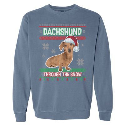 Dachshund Dog Funny Wiener Ugly Christmas Garment-Dyed Sweatshirt