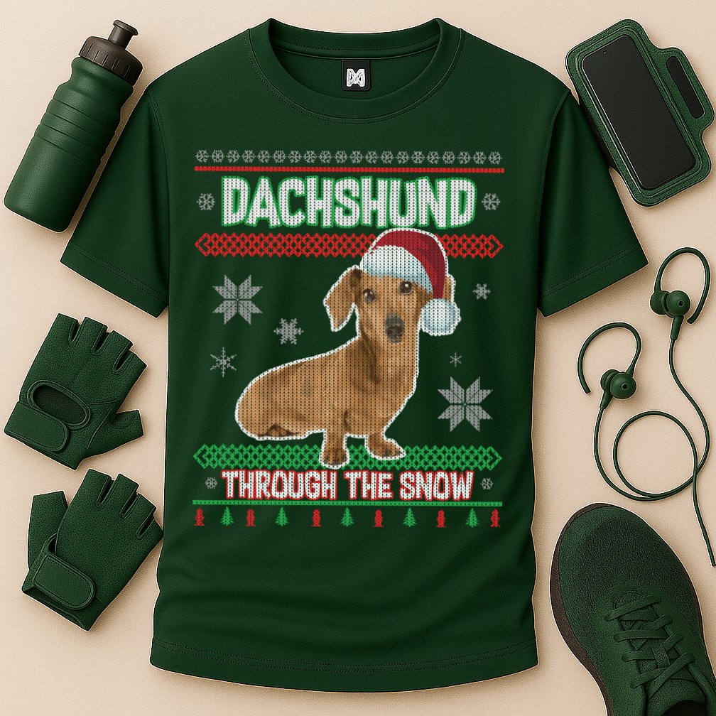 Dachshund Dog Funny Wiener Ugly Christmas Cooling Performance Crew T-Shirt