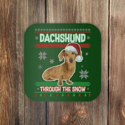 Dachshund Dog Funny Wiener Ugly Christmas Coaster