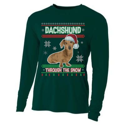 Dachshund Dog Funny Wiener Ugly Christmas Cooling Performance Long Sleeve Crew