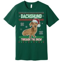 Dachshund Dog Funny Wiener Ugly Christmas Premium T-Shirt