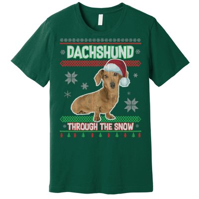 Dachshund Dog Funny Wiener Ugly Christmas Premium T-Shirt