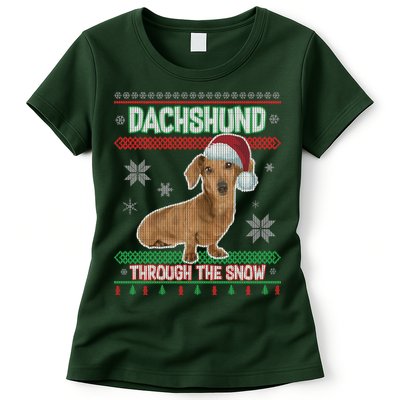 Dachshund Dog Funny Wiener Ugly Christmas Womens T-Shirt