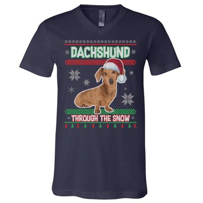 Dachshund Dog Funny Wiener Ugly Christmas V-Neck T-Shirt