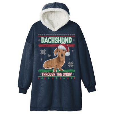 Dachshund Dog Funny Wiener Ugly Christmas Hooded Wearable Blanket