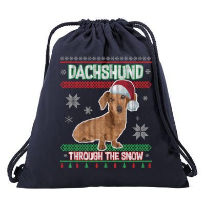 Dachshund Dog Funny Wiener Ugly Christmas Drawstring Bag