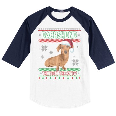 Dachshund Dog Funny Wiener Ugly Christmas Baseball Sleeve Shirt