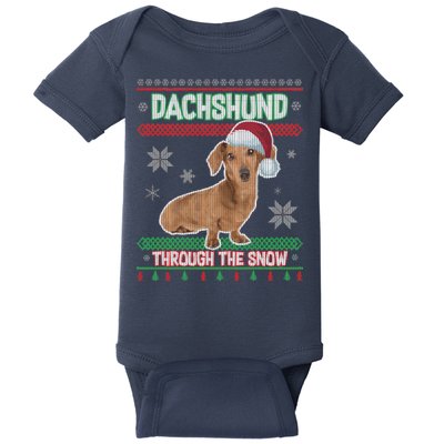 Dachshund Dog Funny Wiener Ugly Christmas Baby Bodysuit