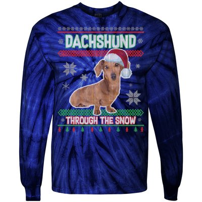 Dachshund Dog Funny Wiener Ugly Christmas Tie-Dye Long Sleeve Shirt