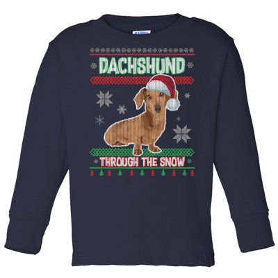 Dachshund Dog Funny Wiener Ugly Christmas Toddler Long Sleeve Shirt