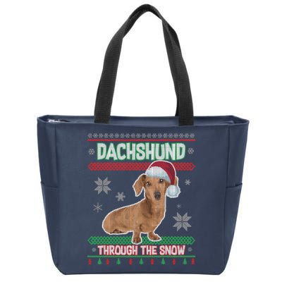 Dachshund Dog Funny Wiener Ugly Christmas Zip Tote Bag