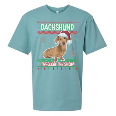 Dachshund Dog Funny Wiener Ugly Christmas Sueded Cloud Jersey T-Shirt