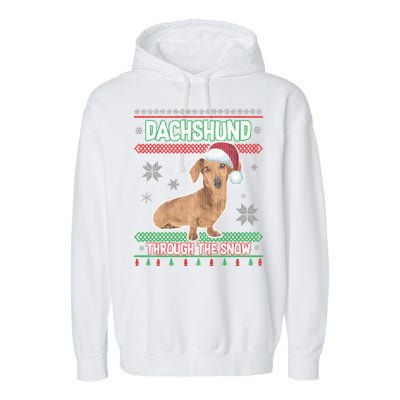 Dachshund Dog Funny Wiener Ugly Christmas Garment-Dyed Fleece Hoodie