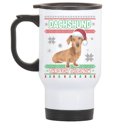 Dachshund Dog Funny Wiener Ugly Christmas Stainless Steel Travel Mug