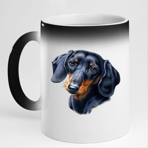 Dachshund Face 11oz Black Color Changing Mug