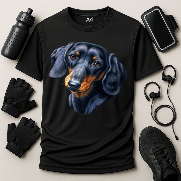 Dachshund Face Cooling Performance Crew T-Shirt