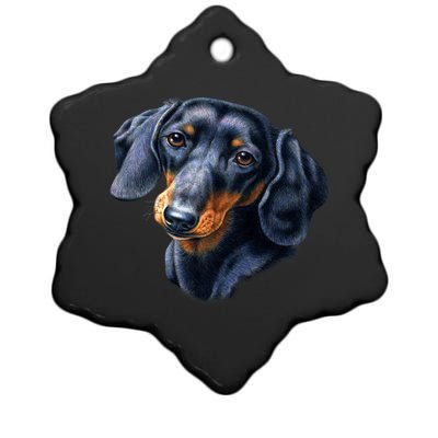 Dachshund Face Ceramic Star Ornament