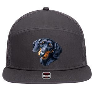 Dachshund Face 7 Panel Mesh Trucker Snapback Hat