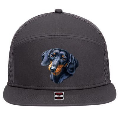 Dachshund Face 7 Panel Mesh Trucker Snapback Hat