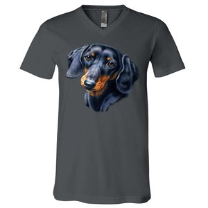 Dachshund Face V-Neck T-Shirt