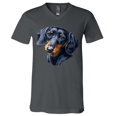 Dachshund Face V-Neck T-Shirt