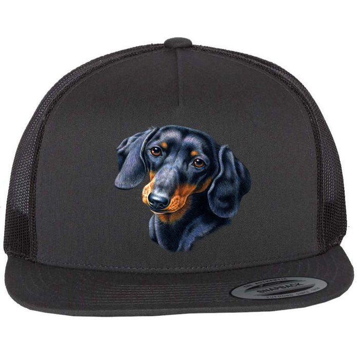 Dachshund Face Flat Bill Trucker Hat