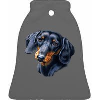 Dachshund Face Ceramic Bell Ornament