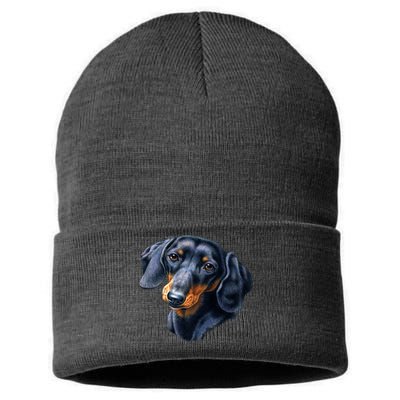 Dachshund Face Sustainable Knit Beanie