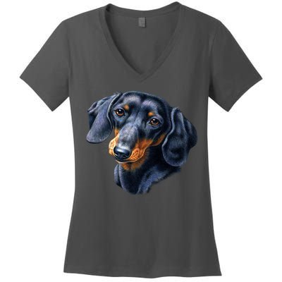 Dachshund Face Women's V-Neck T-Shirt