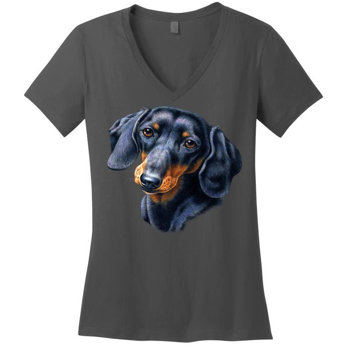 Dachshund Face Women's V-Neck T-Shirt