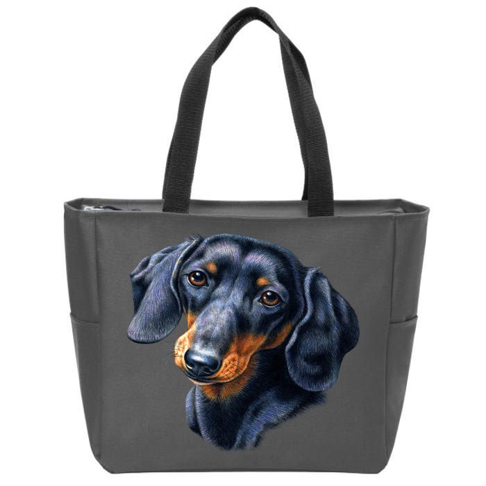 Dachshund Face Zip Tote Bag