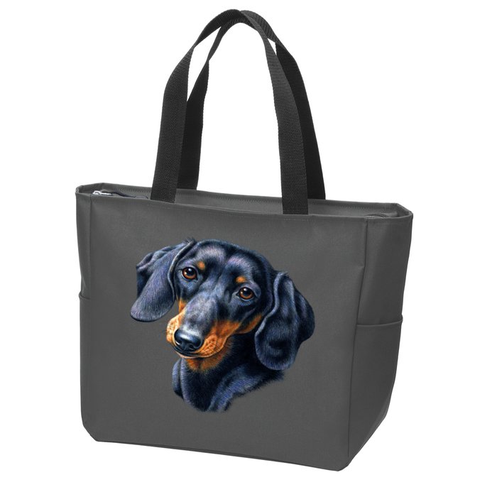 Dachshund Face Zip Tote Bag