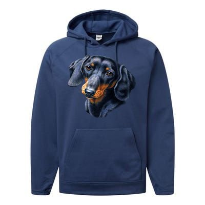 Dachshund Face Performance Fleece Hoodie