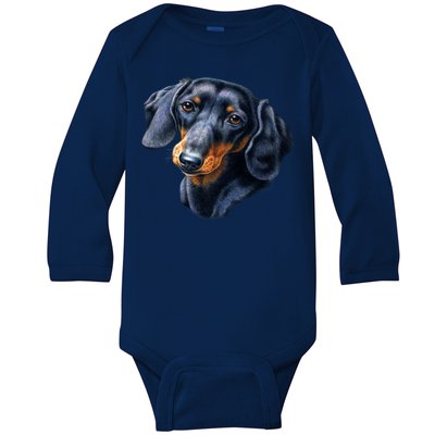 Dachshund Face Baby Long Sleeve Bodysuit