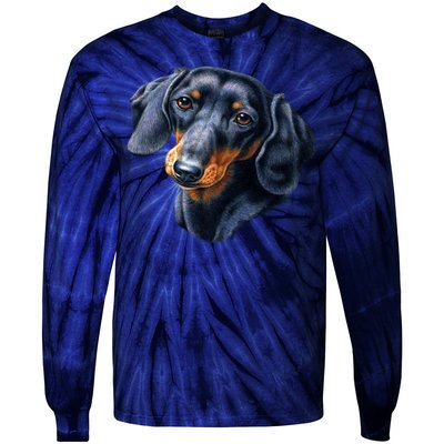 Dachshund Face Tie-Dye Long Sleeve Shirt