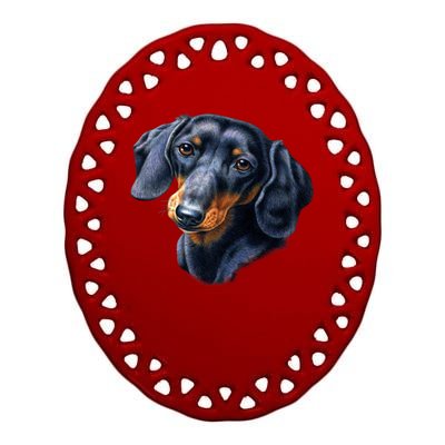 Dachshund Face Ceramic Oval Ornament