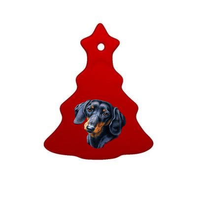 Dachshund Face Ceramic Tree Ornament