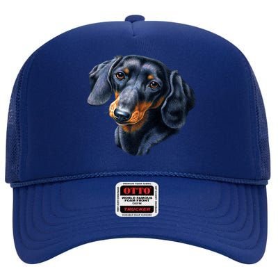 Dachshund Face High Crown Mesh Back Trucker Hat