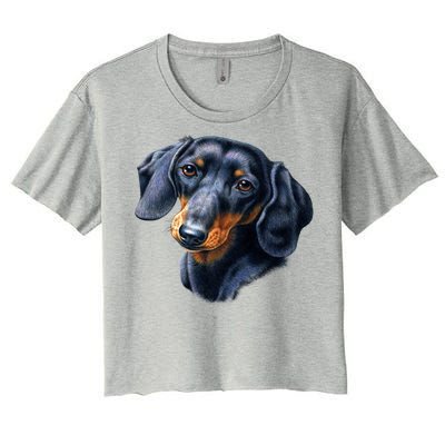 Dachshund Face Women's Crop Top Tee