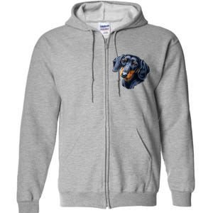 Dachshund Face Full Zip Hoodie