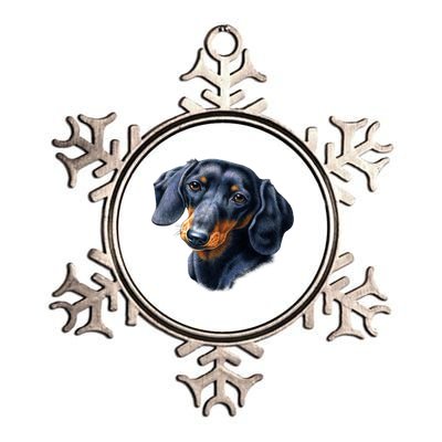 Dachshund Face Metallic Star Ornament