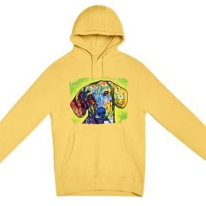 Dachshund Rainbow Dog Face Premium Pullover Hoodie