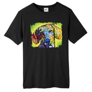 Dachshund Rainbow Dog Face Tall Fusion ChromaSoft Performance T-Shirt