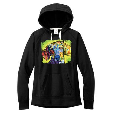 Dachshund Rainbow Dog Face Women's Fleece Hoodie