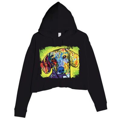 Dachshund Rainbow Dog Face Crop Fleece Hoodie